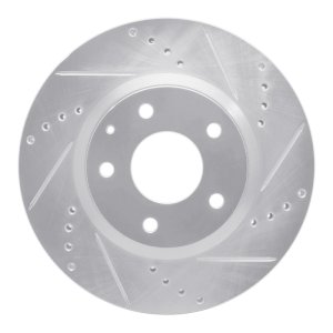 Mazda 3 Brake Rotor (1) - Front Right - R1 Concepts - Drilled & Slotted - Silver - `14-`24